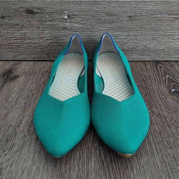 Rothys The Point Shamrock Teal Blue Green Ballet Flat Size 10 - Picture 3 of 11